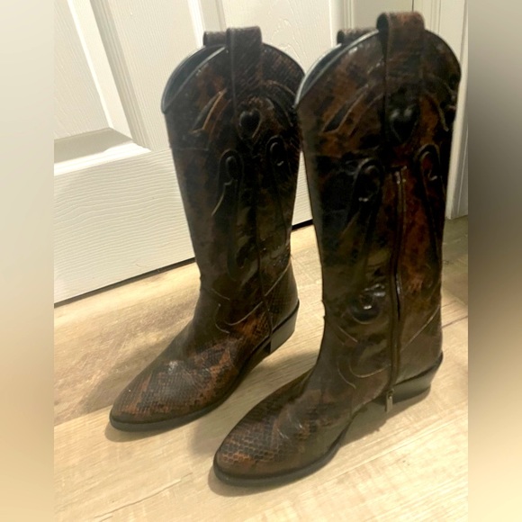 Made in Italy leather cowboy snakeskin boots - Picture 3 of 9
